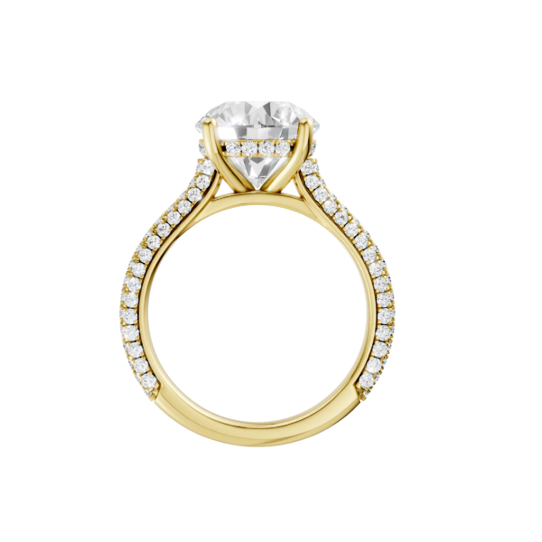14K YG 3.01ct Round Lab Grown Diamond Hidden Halo Pave Set Engagement Ring, Size 7, 3.71ctw, E/F, VS Image 2 Blocher Jewelers Ellwood City, PA