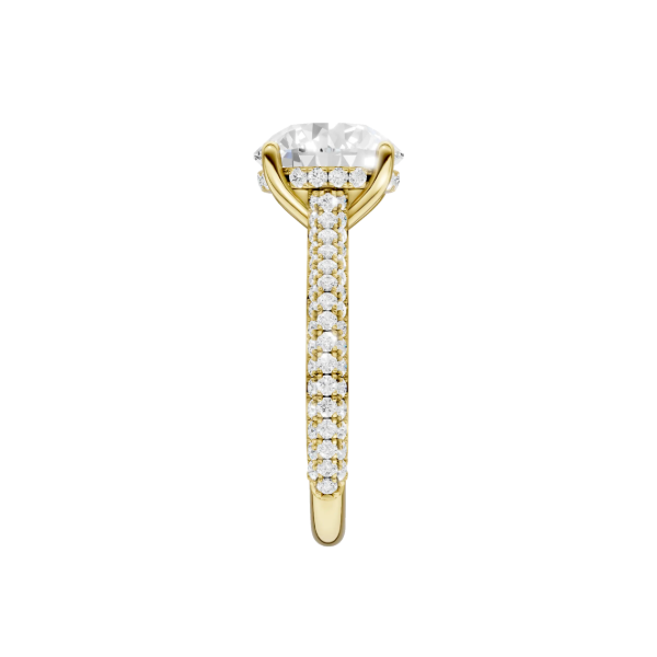 14K YG 3.01ct Round Lab Grown Diamond Hidden Halo Pave Set Engagement Ring, Size 7, 3.71ctw, E/F, VS Image 3 Blocher Jewelers Ellwood City, PA