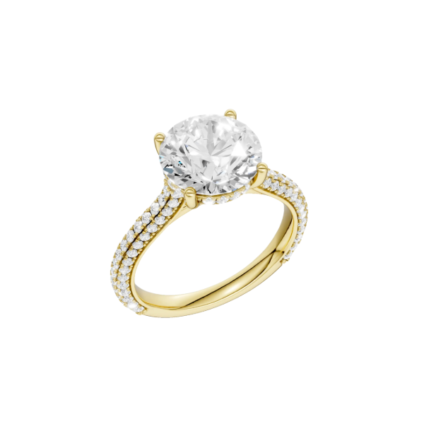 14K YG 3.01ct Round Lab Grown Diamond Hidden Halo Pave Set Engagement Ring, Size 7, 3.71ctw, E/F, VS Blocher Jewelers Ellwood City, PA