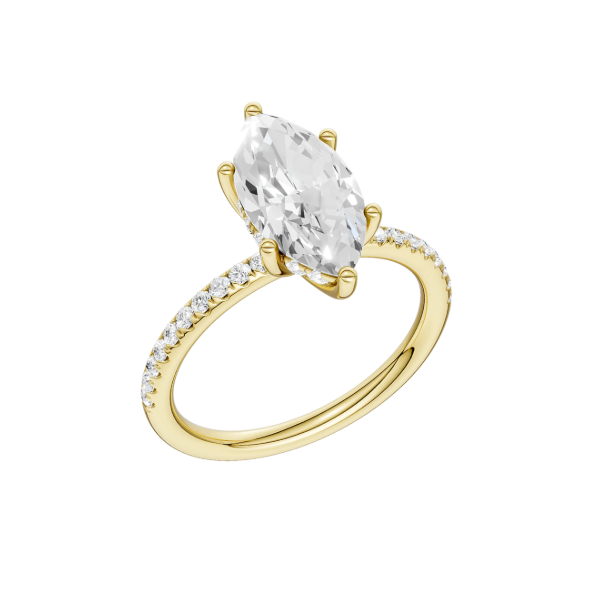 14K YG 2.01ct Marquise Cut Lab Grown Diamond Hidden Halo Engagement Ring, Size 7, 2.27ctw, E/F, VS Blocher Jewelers Ellwood City, PA