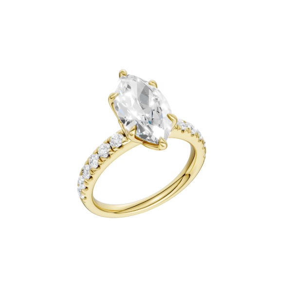 14K YG 2.56ct Marquise Cut Lab Grown Diamond Tulip Head Engagement Ring, Size 7, 3.04ctw, E/F, VS Blocher Jewelers Ellwood City, PA