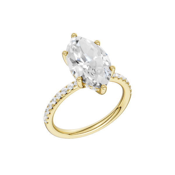 14K YG 2.97ct Marquise Cut Lab Grown Diamond Hidden Halo Engagement Ring, Size 7, 3.32ctw, E/F, VS Blocher Jewelers Ellwood City, PA