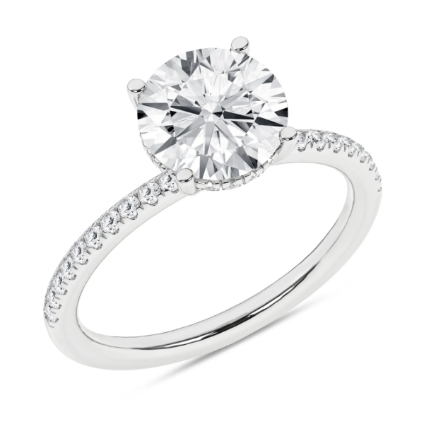 14K WG 2.51ct Round Lab Grown Diamond Hidden Halo Engagement Ring, Size 7, 2.79ctw, E/F, VS Blocher Jewelers Ellwood City, PA
