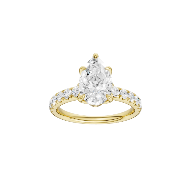14K YG 2.02ct Pear Cut Lab Grown Diamond Tulip Head Engagement Ring, Size 7, 2.5ctw, E/F, VS Image 4 Blocher Jewelers Ellwood City, PA