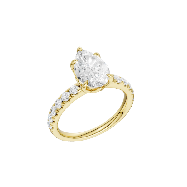 14K YG 2.02ct Pear Cut Lab Grown Diamond Tulip Head Engagement Ring, Size 7, 2.5ctw, E/F, VS Blocher Jewelers Ellwood City, PA