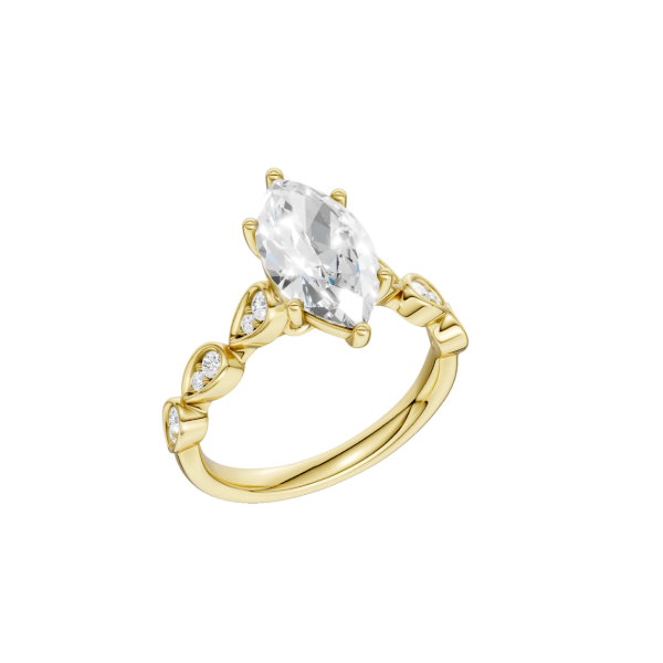 14K YG 2.03ct Marquise Cut Lab Grown Diamond Trellis Shank Engagement Ring, Size 7, 2.18ctw, E/F, VS Blocher Jewelers Ellwood City, PA