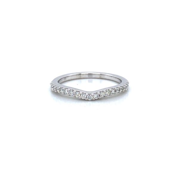 14K White Gold Contoured Wedding Band with Diamonds Blocher Jewelers Ellwood City, PA