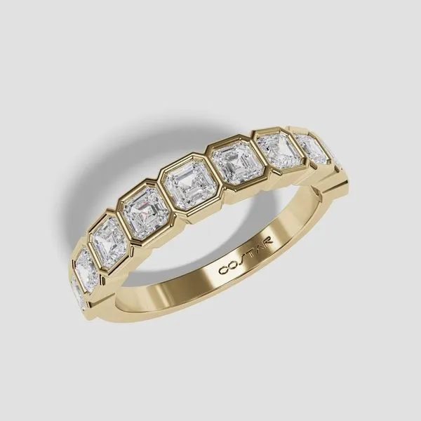 14K Yellow Gold Bezel Set Asscher Cut Diamond Band With 1Ct Of Diamonds Blocher Jewelers Ellwood City, PA