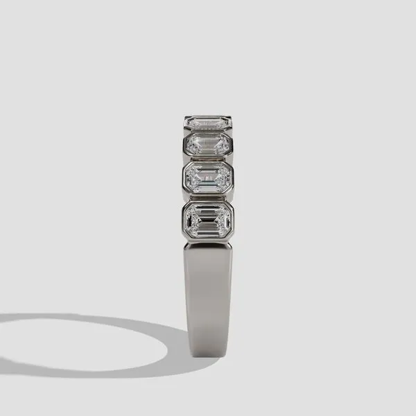 14kt White Gold Bezel Set 9 Stone Emerald Cut Diamond Band Image 2 Blocher Jewelers Ellwood City, PA