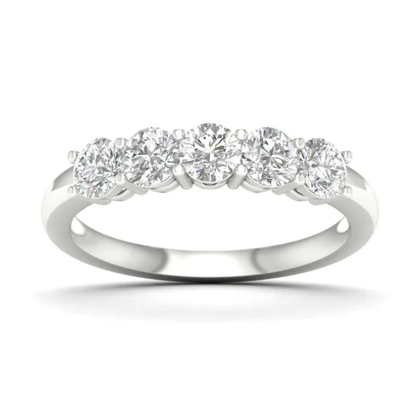 14K White Gold 5 Stone Lab Grown Diamond Wedding Band 1Ct Blocher Jewelers Ellwood City, PA