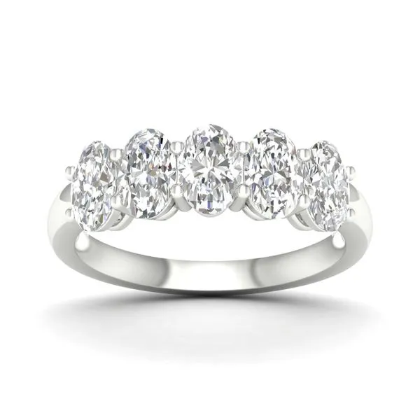 14K White Gold Oval Lab Grown Diamond 5 Stone Band 2.0CTW Blocher Jewelers Ellwood City, PA
