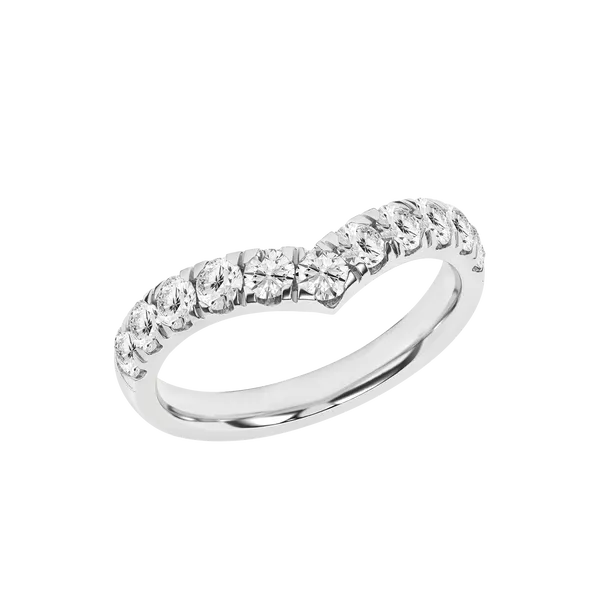 14K White Gold Lab Grown Diamond Contour Chevron Band with 11 Diamonds = 1.02CTW Blocher Jewelers Ellwood City, PA