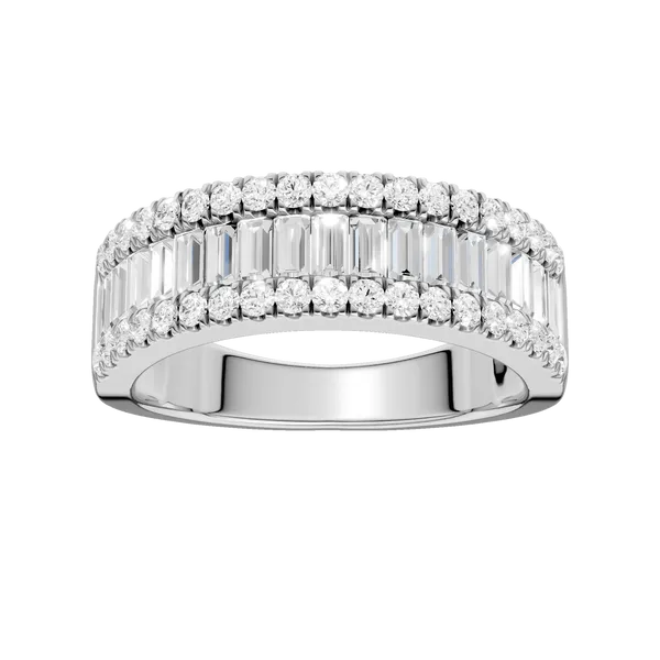 14K White Gold Lab Grown Diamond Channel Set 3 Row Band with 55 Diamonds = 1.0CTW Blocher Jewelers Ellwood City, PA
