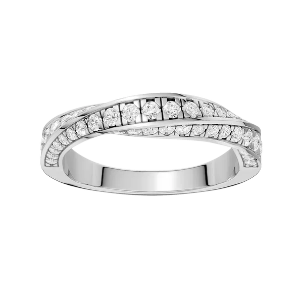 14K White Gold Lab Grown Diamond Spiral Pave Band with 55 Diamonds = 0.50CTW Blocher Jewelers Ellwood City, PA