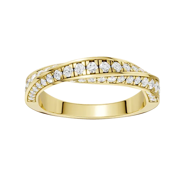 14K Yellow Gold Lab Grown Diamond Spiral Pave Band with 55 Diamonds = 0.50CTW Blocher Jewelers Ellwood City, PA