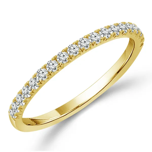 14K Yellow Gold French Pave Diamond Wedding Band 0.25CTW Blocher Jewelers Ellwood City, PA