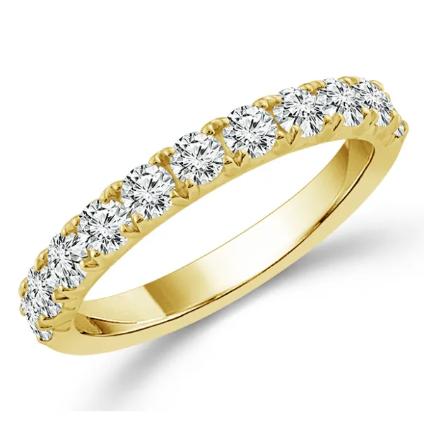 14K Yellow Gold French Pave Diamond Wedding Band 0.50CTW Blocher Jewelers Ellwood City, PA