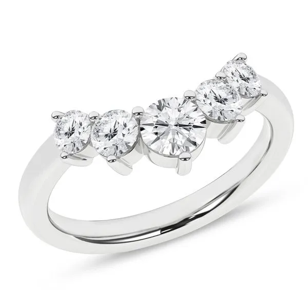14K White Gold Chevron 5-Stone Diamond Band 0.80CTW Blocher Jewelers Ellwood City, PA