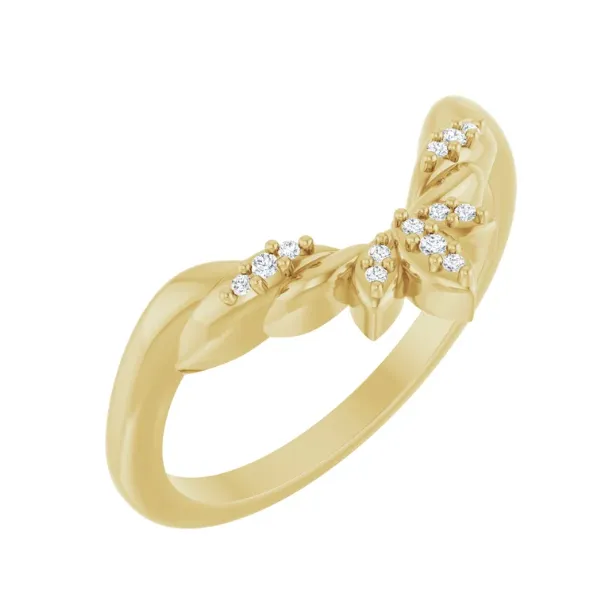 14K Yellow .03 CTW Natural Diamond Floral-Inspired Contour Band Size 7 Blocher Jewelers Ellwood City, PA
