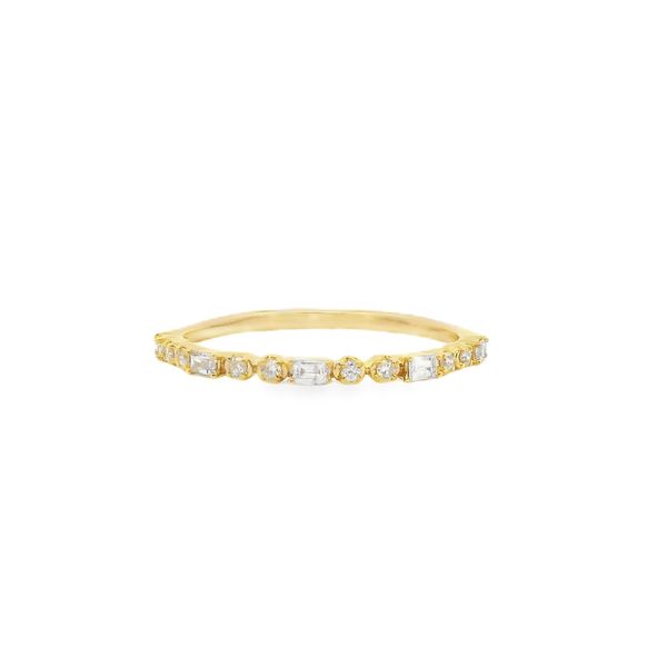 10K Yellow Gold 0.18ctw Alternating Round and Baguette Diamond Ring Size 7 Blocher Jewelers Ellwood City, PA