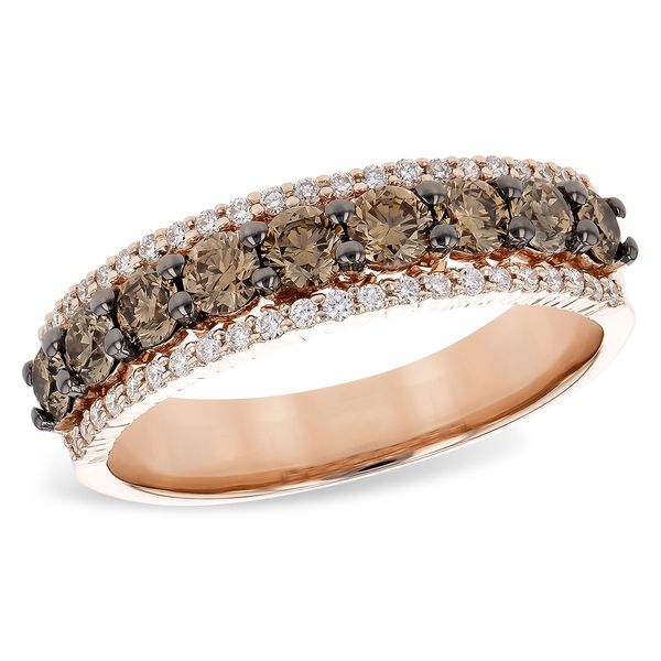 14K Rose Gold Diamond with 0.80ctw Brown Diamond Band, PQ, SI1, 1.00tw Blocher Jewelers Ellwood City, PA