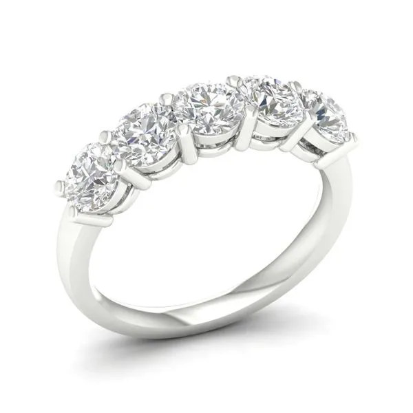 14KT White Gold Lab Diamond 5 Stone Wedding Band 5 Stones = 2 CT  Size 7 Blocher Jewelers Ellwood City, PA