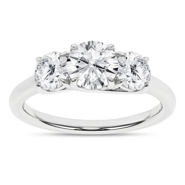 14K White Gold Lab Grown Diamond Three Stone Engagement Ring with 2.13Tw Diamonds, Center Stone 1.05Ct, Side Stones 1.08Tw, Size 7 Blocher Jewelers Ellwood City, PA