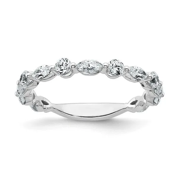 14K White Gold 3/4 Carat Lab Grown Diamonds Marquise and Rounds, VS, F, Wedding Band Size 7 Blocher Jewelers Ellwood City, PA