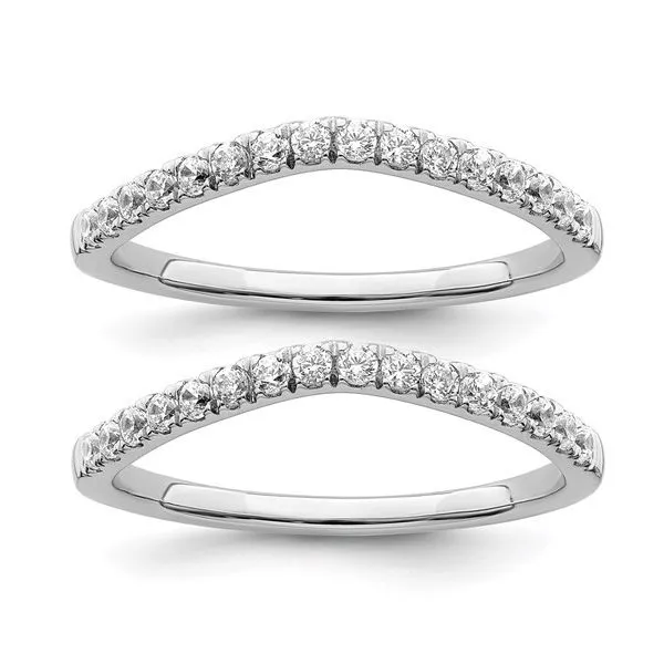 14K White Gold 1/2 carat Lab Grown Diamond VS+ F+ SET of Two Complete Wedding Bands, Size 7 Blocher Jewelers Ellwood City, PA