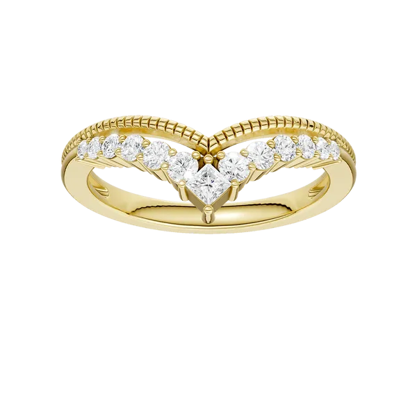 14KYG 1/4ctw Lab Grown Diamond Milgrain Chevron Band, E-F, VS, Size 7 Blocher Jewelers Ellwood City, PA