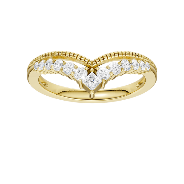 14KYG 1/4ctw Lab Grown Diamond Milgrain Chevron Band, E-F, VS, Size 7 Blocher Jewelers Ellwood City, PA