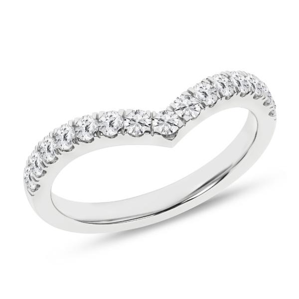 14K White Gold Lab Grown Diamond Chevron Band with 15 = 0.50Tw Diamonds Size 6.5 Blocher Jewelers Ellwood City, PA