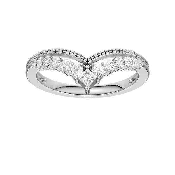 14KWG 1/4ctw Lab Grown Diamond Milgrain Chevron Band, E-F, VS, Size 7 Blocher Jewelers Ellwood City, PA