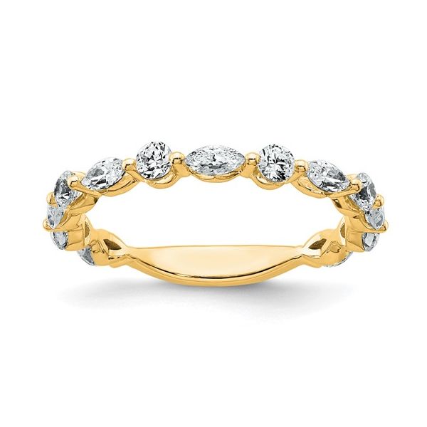 14K YG, 3/4 Carat Lab Grown Diamonds (7) Marquise and (6) Rounds, VS, F, Wedding Band Size 7 Blocher Jewelers Ellwood City, PA