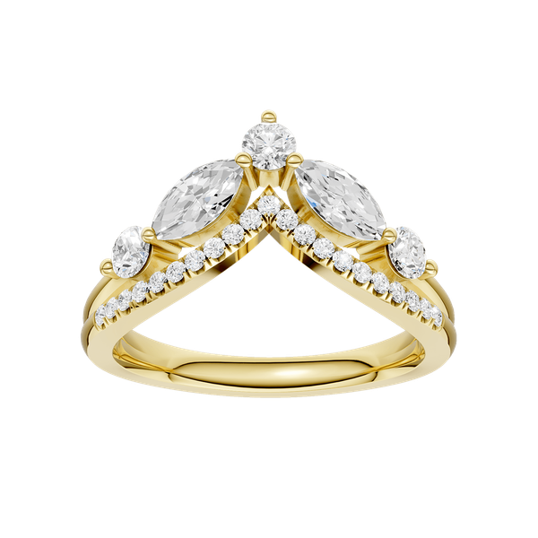 14KYG 3/4ctw Marquise and Round Cut Lab Grown Diamond Split Shank Chevron Band, E-F, VS, Size 7 Blocher Jewelers Ellwood City, PA