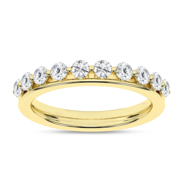 14K YG 0.6ctw Lab Grown Diamond Single Shared Prong Band, Size 7, 10 Round Diamonds, E/F, VS Image 3 Blocher Jewelers Ellwood City, PA