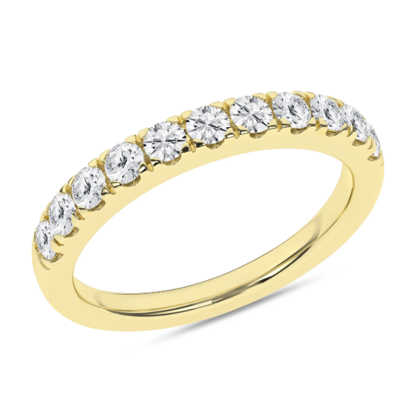 14K YG 3/4ctw Lab Grown Diamond Band, Size 7, 11 Round Diamonds, E/F, VS Blocher Jewelers Ellwood City, PA