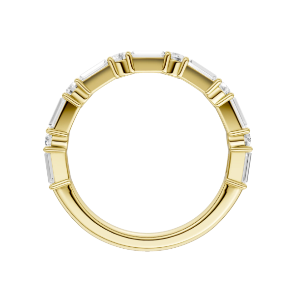 14K YG 1/2ctw Alternating Round And Baguette Lab Grown Diamond Band, Size 7, 13 Diamonds, 7 Baguettes and 6 Round Diamonds, E/F, VS Image 2 Blocher Jewelers Ellwood City, PA