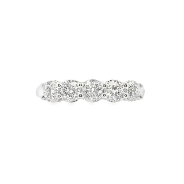 14K WG 1ctw Lab Grown Diamond Wedding Band With 5 Stones =1.00ctw, Round Diamonds, SIZE 6.5 Image 2 Blocher Jewelers Ellwood City, PA