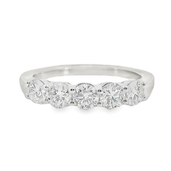 14K WG 1ctw Lab Grown Diamond Wedding Band With 5 Stones =1.00ctw, Round Diamonds, SIZE 6.5 Blocher Jewelers Ellwood City, PA