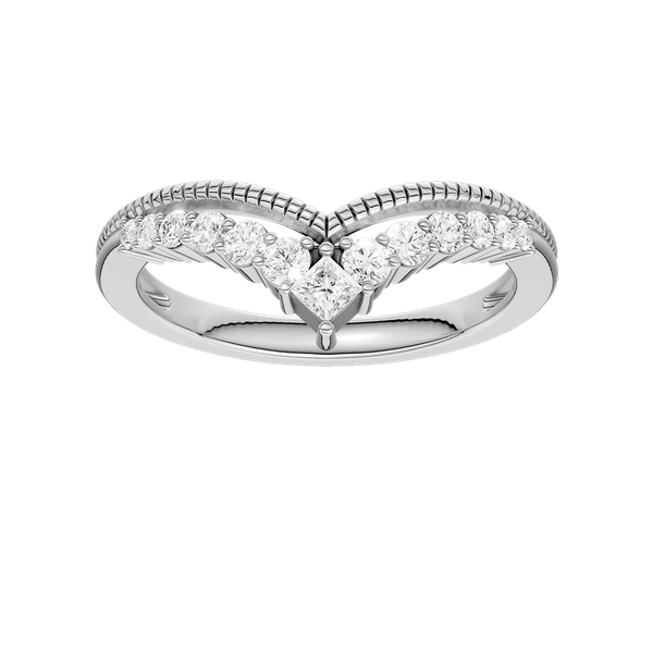 14KWG 1/4ctw Lab Grown Diamond Milgrain Chevron Band, E-F, VS, Size 7 Blocher Jewelers Ellwood City, PA