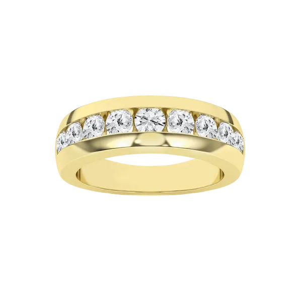 14K Yellow Gold Lab Grown Diamond Channel Set Band with 9 Diamonds = 1.5CTW Blocher Jewelers Ellwood City, PA