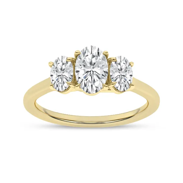 14K YG 2ctw Lab Grown Diamond Three Stone Engagement Ring, 1ctw Center Stone, Size 7 Blocher Jewelers Ellwood City, PA