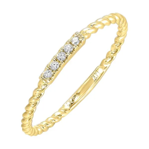 14K Yellow Gold Diamond Rope Stacking Ring with 0.05Tw Diamonds Blocher Jewelers Ellwood City, PA