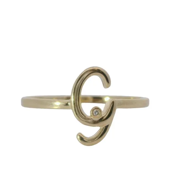 14K Yellow Gold Letter G Initial Ring With Natural Diamond Blocher Jewelers Ellwood City, PA