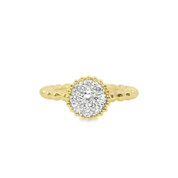 14K Yellow Gold Beaded Diamond Ring with 0.44CTW Diamonds Size 7 Blocher Jewelers Ellwood City, PA