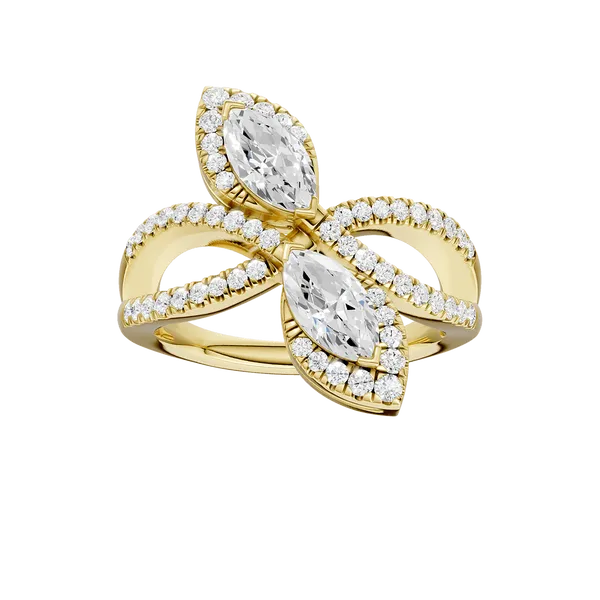 14K Yellow Gold 2-Stone Marquise Bypass Ring 1.33CTW Blocher Jewelers Ellwood City, PA