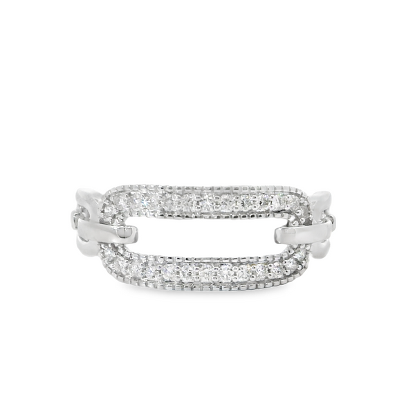 14K White Gold Diamond Link Ring with 0.20ctw Diamonds Size 6.75 Blocher Jewelers Ellwood City, PA