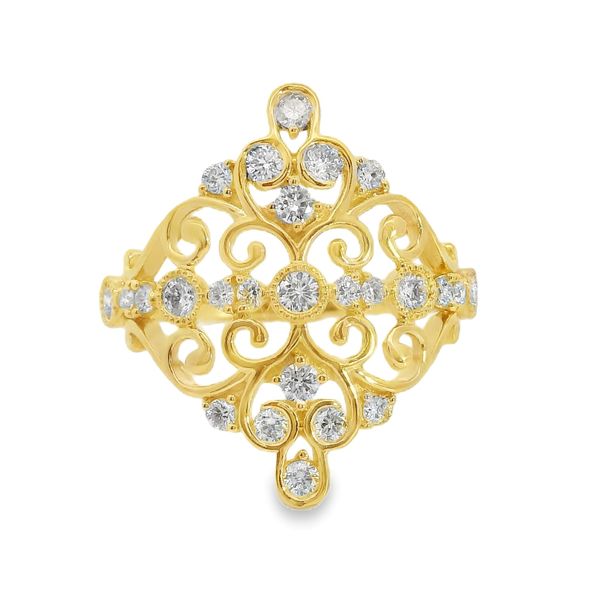 14KYG 1/2ctw Swirl and Milgrain Diamond Fashion Ring, Size 6.5 Blocher Jewelers Ellwood City, PA