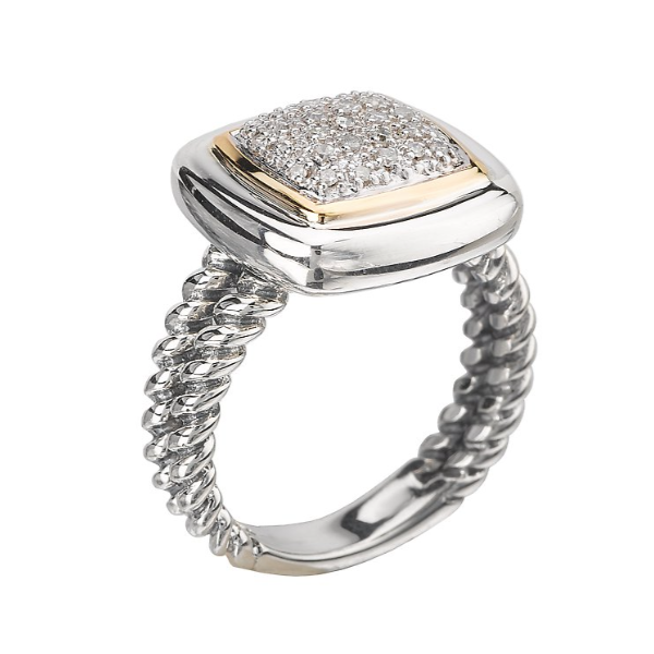 18K Yellow Gold & Sterling Silver 0.15ctw, Diamond Ring Size 7 Image 2 Blocher Jewelers Ellwood City, PA